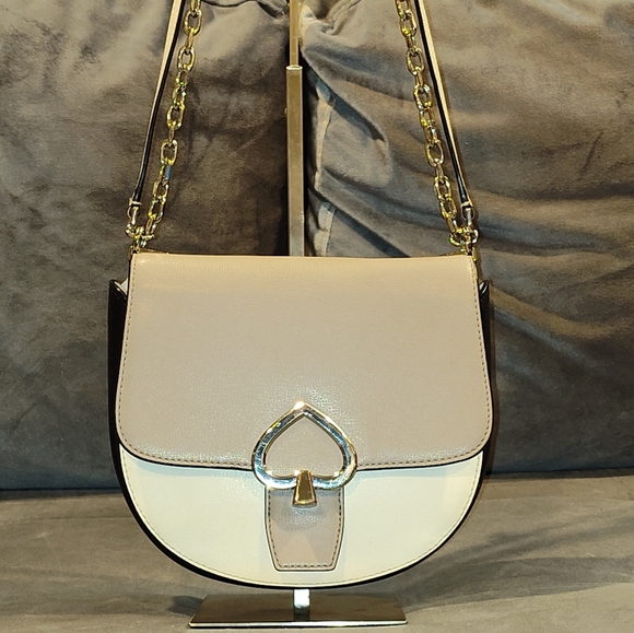 KATE SPADE NEW YORK ROBYN COLORBLOCK LEATHER CROSSBODY / SHOULDER SADDLE BAG EUC - Picture 2 of 15